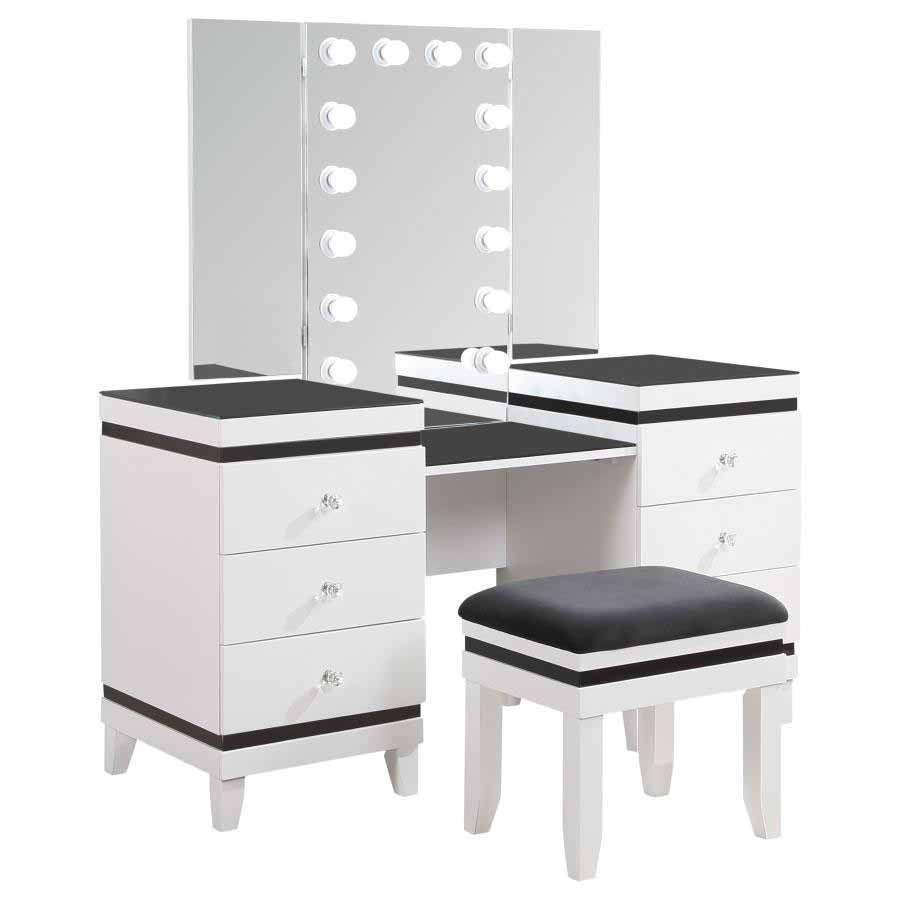 Talei 6-Drawer Vanity Set with Lighted Mirror & Stool by Coaster