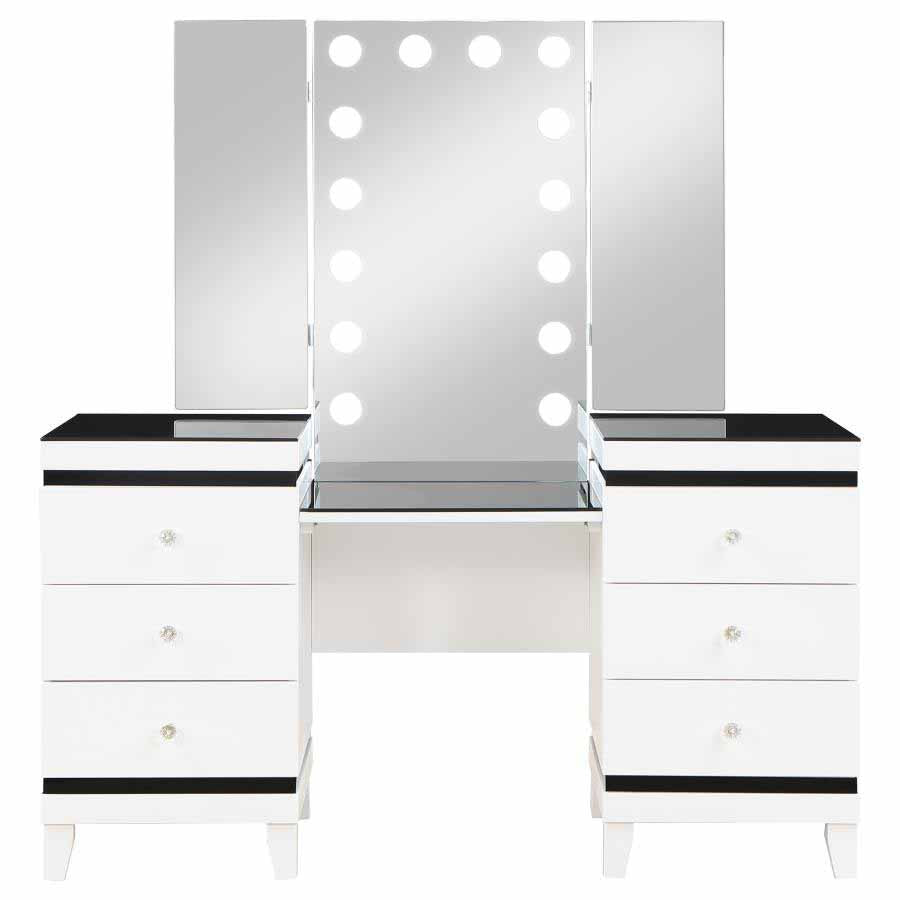 Talei 6-Drawer Vanity Set with Lighted Mirror & Stool by Coaster