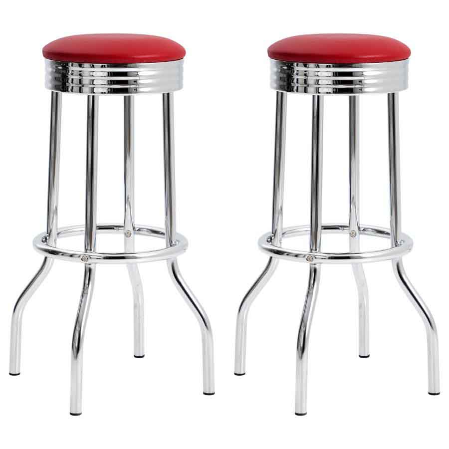 Theodore Red Swivel Bar Stools (includes 2 stools) by Coaster
