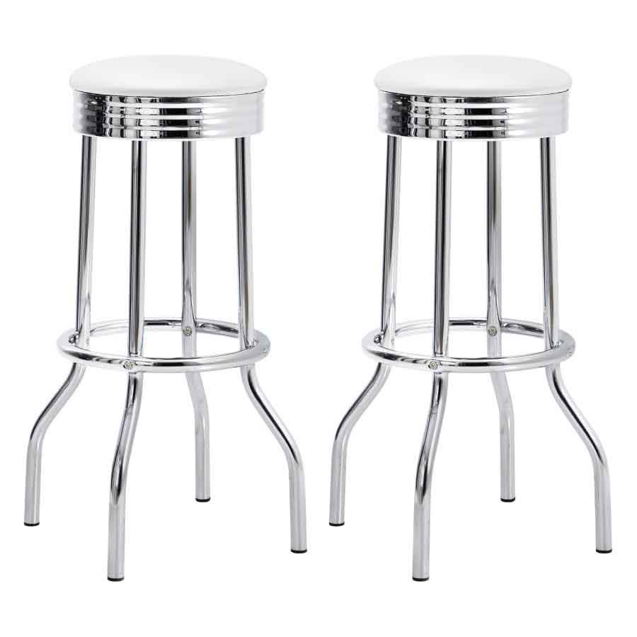 Theodore White Swivel Bar Stools (includes 2 stools) by Coaster