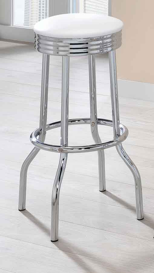 Theodore White Swivel Bar Stools (includes 2 stools) by Coaster