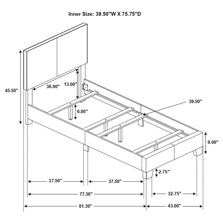 Twin Dorian Brown Bed Frame by Coaster