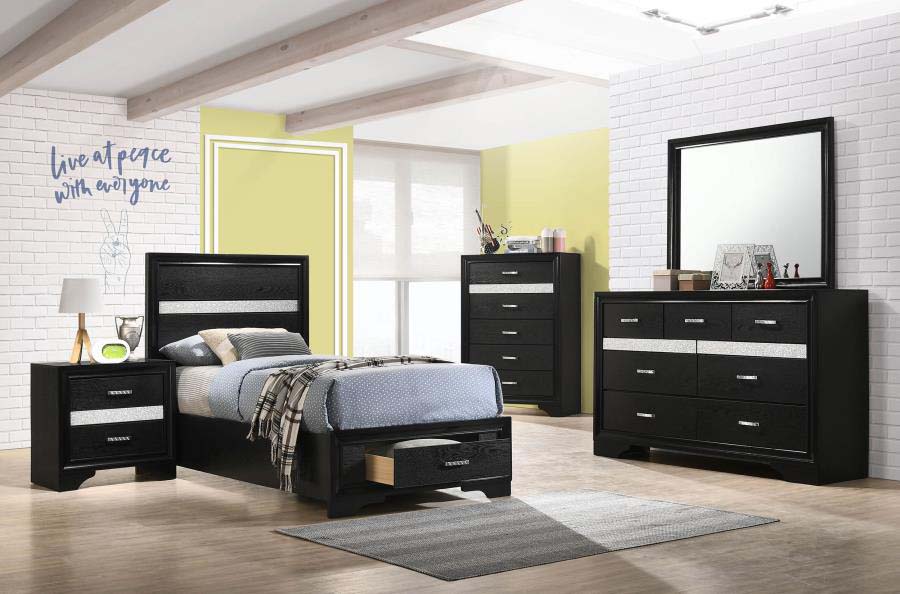 Twin Miranda Black Storage Bed Frame by Coaster