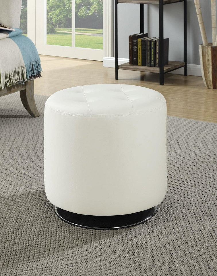 Bowman White Swivel Ottoman by Coaster