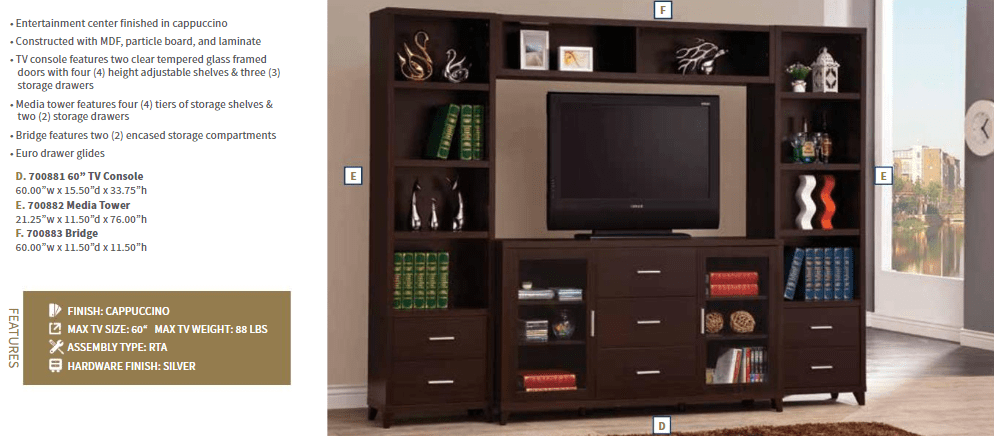 Lewes 4 Piece TV Entertainment Center by Coaster