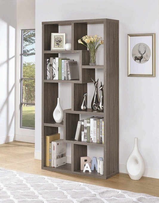 Theo Weathered Grey Bookcase by Coaster