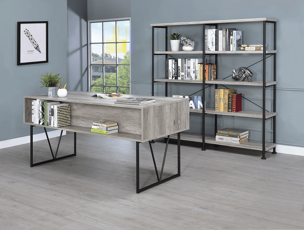 Analiese Grey Driftwood Open Bookcase by Coaster