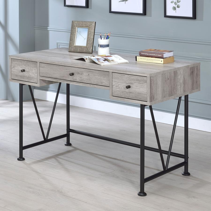 Analiese Grey Driftwood 3-drawer Writing Desk by Coaster