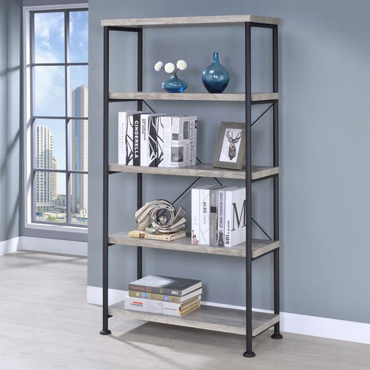 Analiese 4-shelf Bookcase Grey Driftwood by Coaster