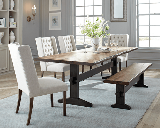 Bexley Live Edge Dining Set (table, 4 chairs, and 1 bench) by Coaster