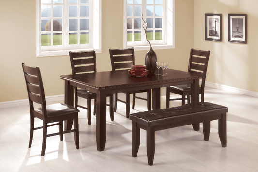 Dalila Cappuccino Dining Set (table and 4 chairs and 1 bench) by Coaster