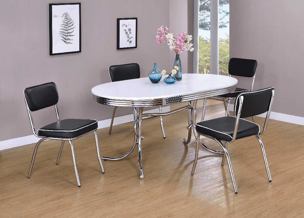 Retro Black Oval Dining Sets (table and 4 chairs) by Coaster