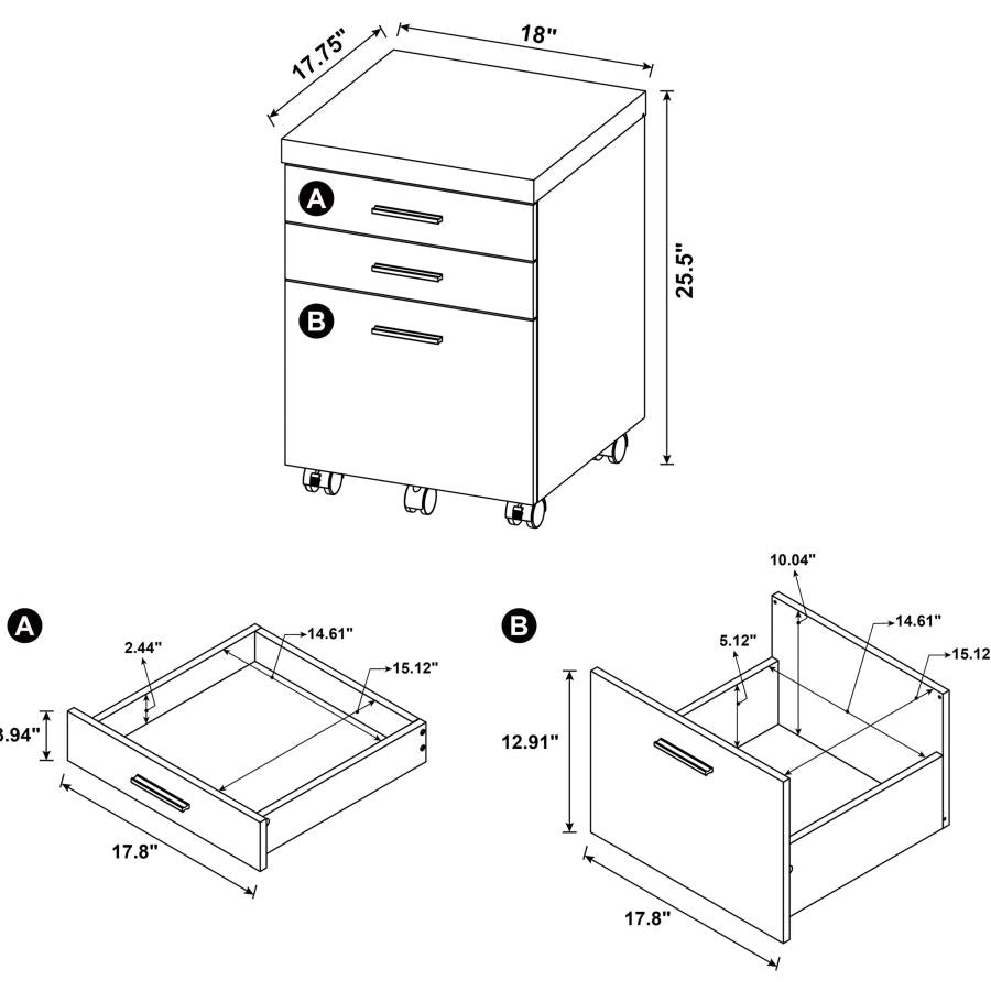 Skylar 2-piece Desk Set with File Cabinet by Coaster