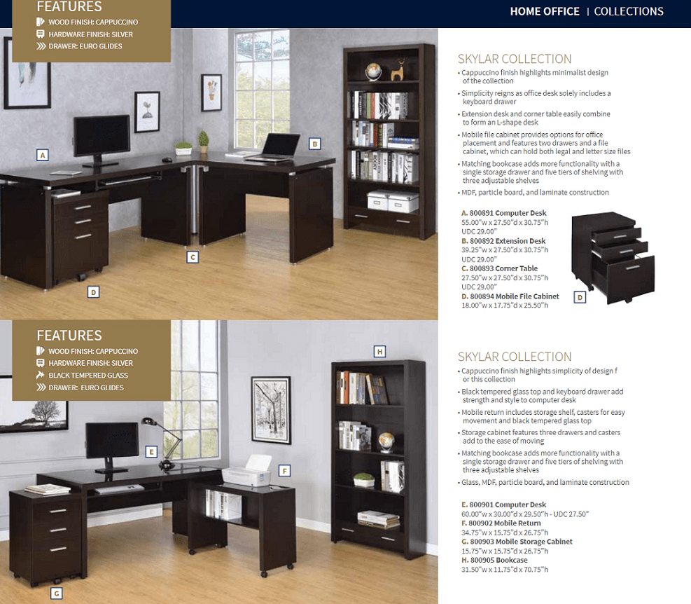 Skylar 2-piece Desk Set with File Cabinet by Coaster