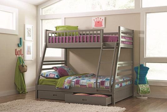 460182 Ashton Twin over Full Bunk 2-drawer Bed Grey by Coaster
