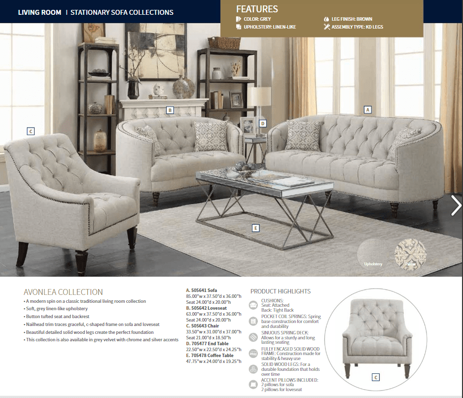 Avonlea Grey Sofa by Coaster