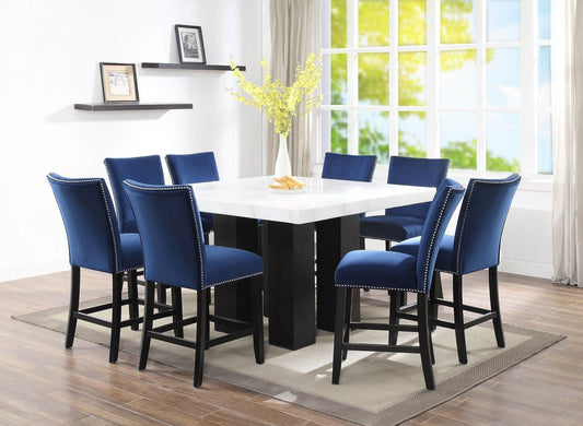 Camila Blue Velvet Counter Height Set (table and 8 chairs) by Steve Silver
