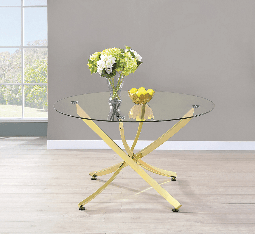 Beckham Glass & Brass Dining Table by Coaster