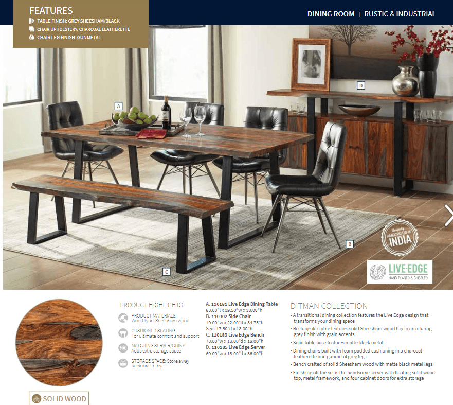 Ditman Live Edge Dining Table by Coaster