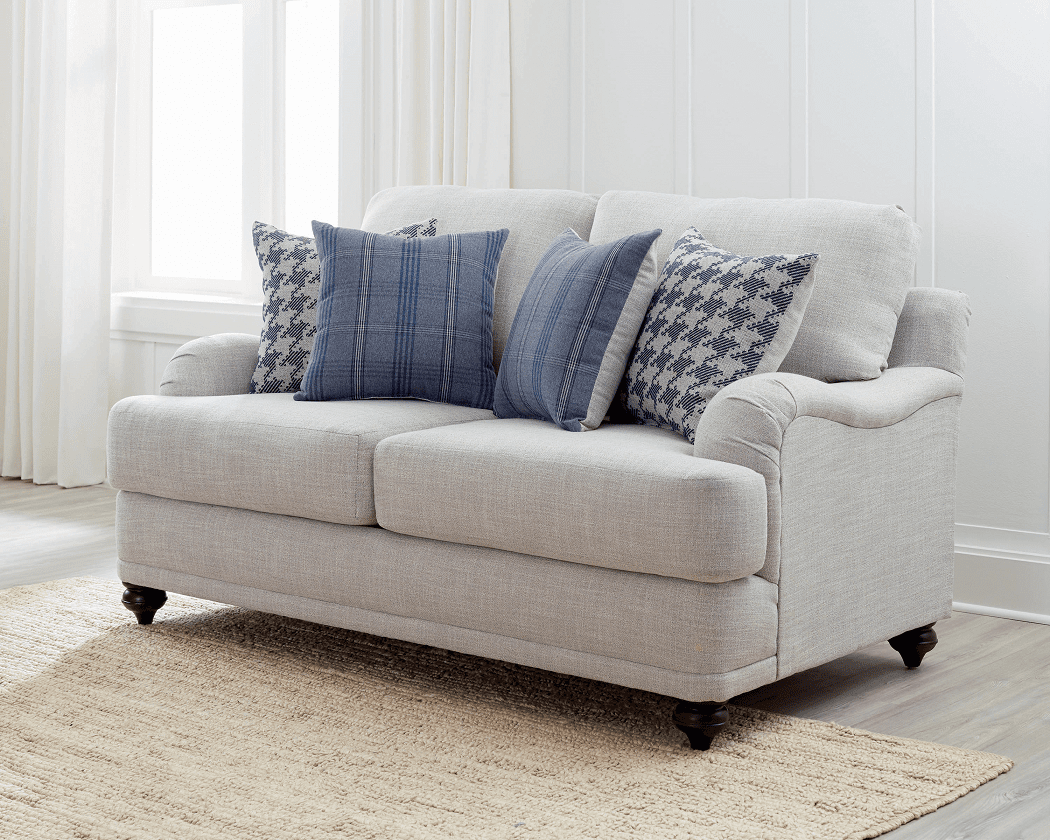 Glenn Light Grey/Blue Love Seat by Coaster