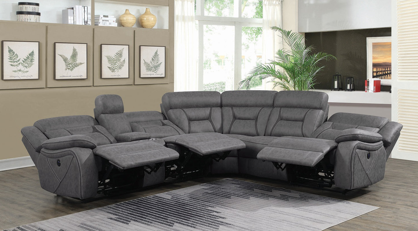 Higgins Grey Powered Reclining Sectional by Coaster