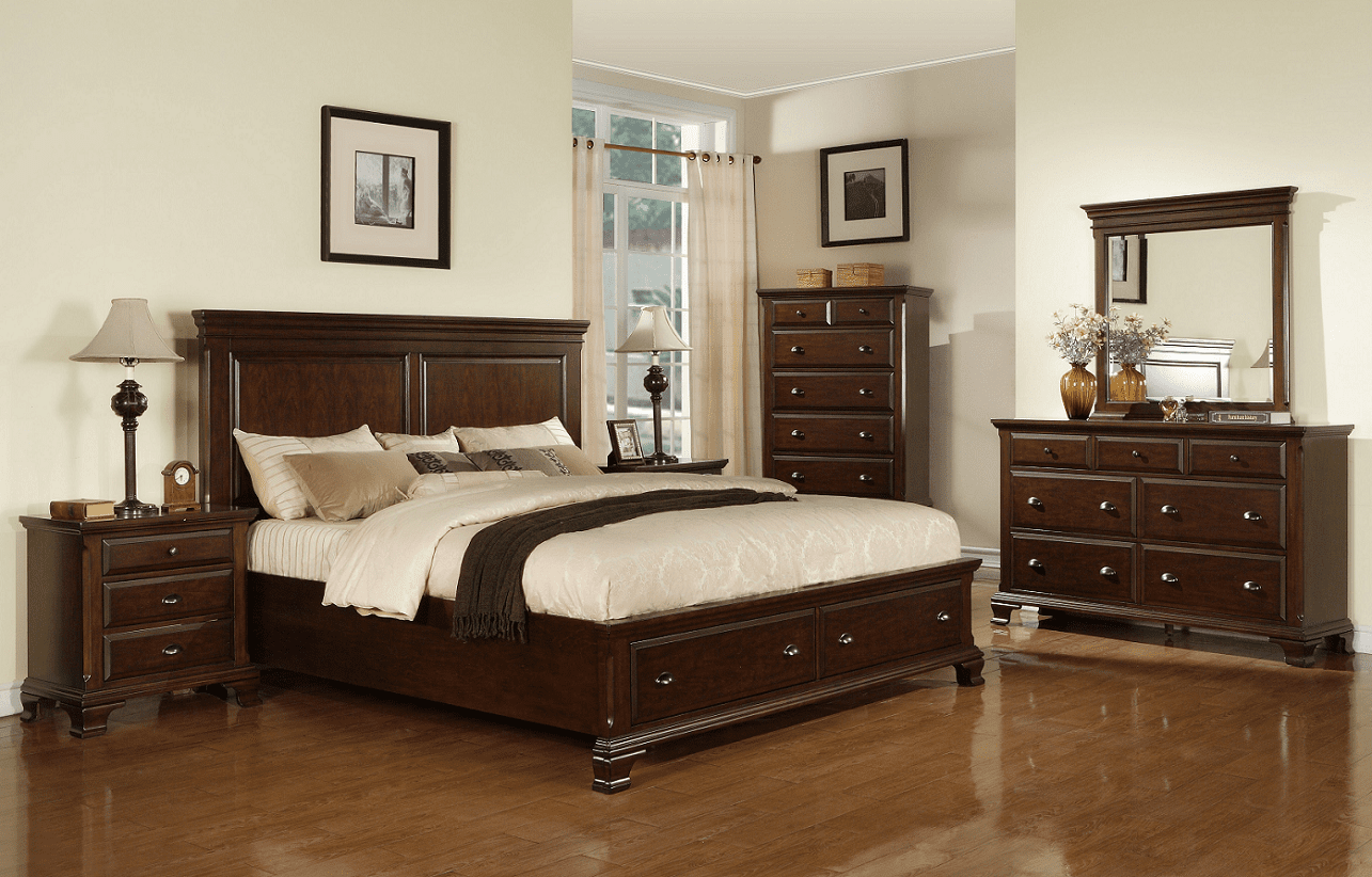 King Canton Cherry Storage Bed Frame by Elements
