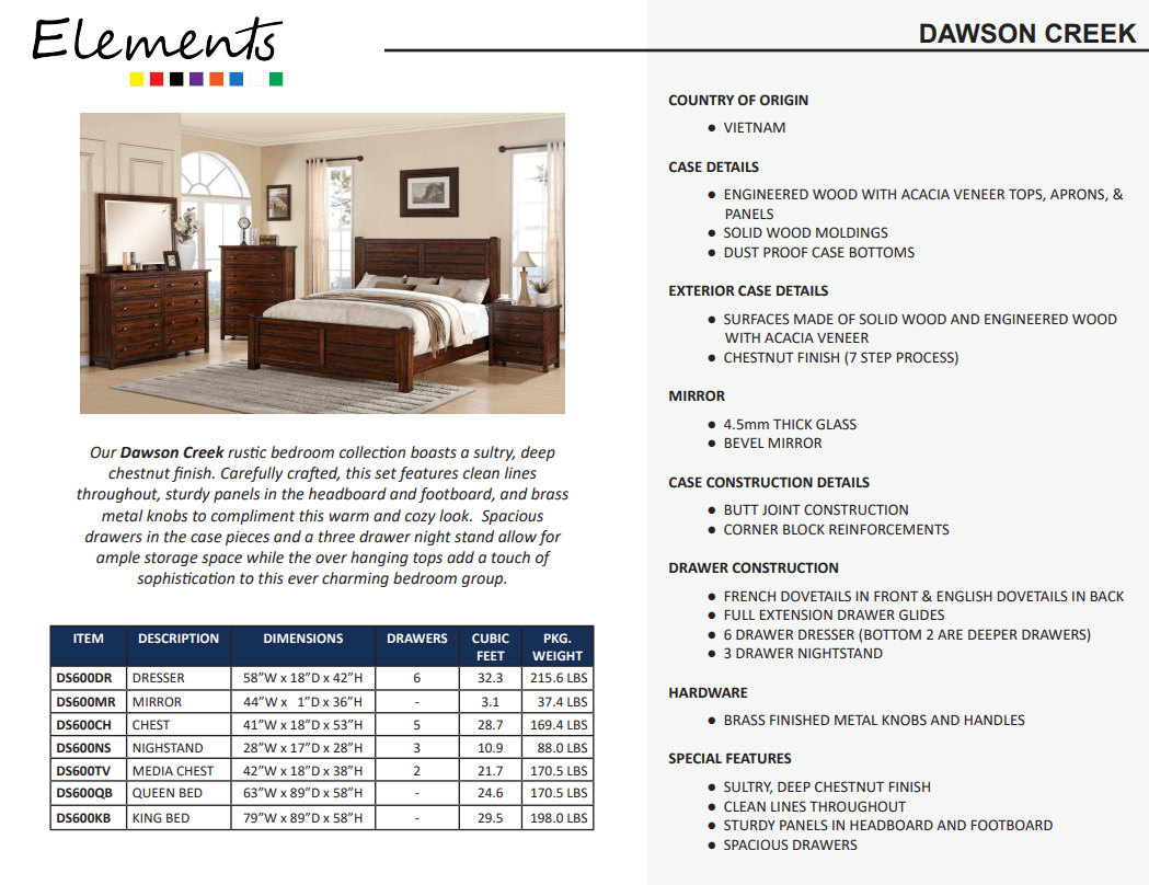 King Dawson Creek Bed Frame by Elements