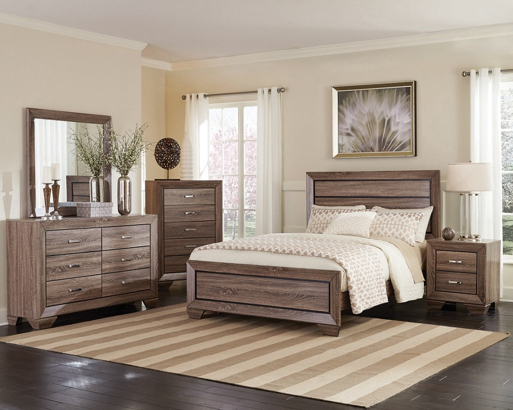 King Kauffman Washed Taupe Bed Frame by Coaster