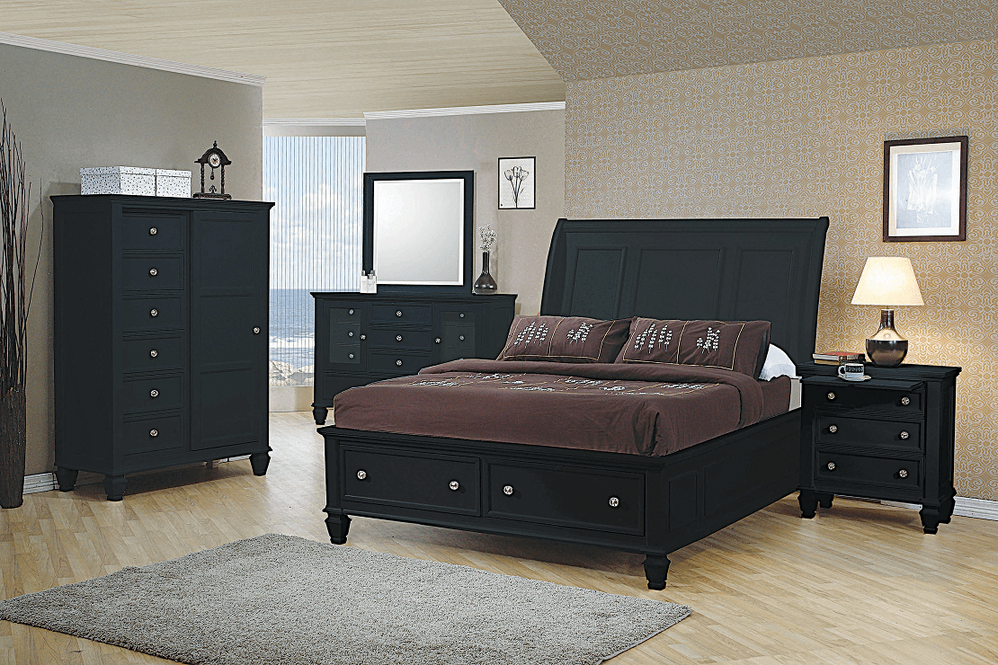 King Sandy Beach Black Storage Sleigh Bed Frame by Coaster