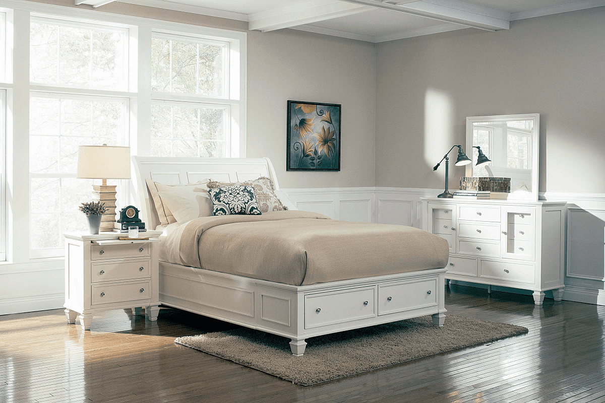 King Sandy Beach Buttermilk Storage Sleigh Bed Frame by Coaster