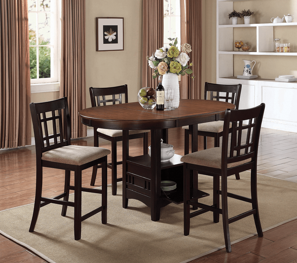 Lavon Warm Brown/Tan Counter Height Set (table and 4 chairs) by Coaster