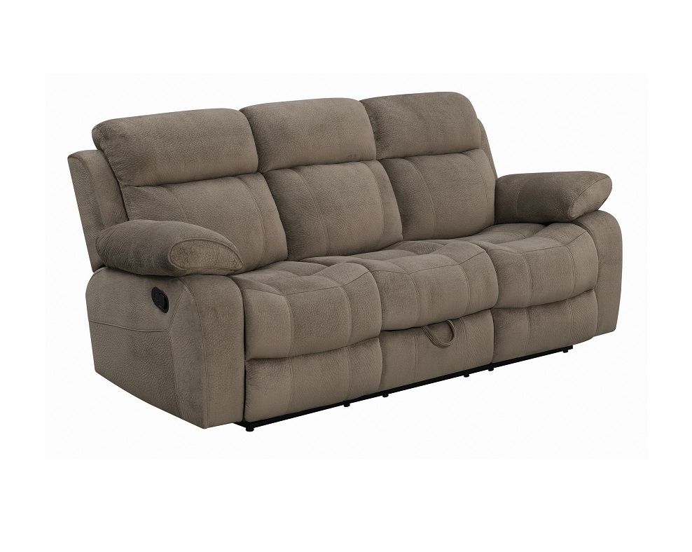 Myleene Mocha Reclining Sofa, Love Seat, & Chair by Coaster