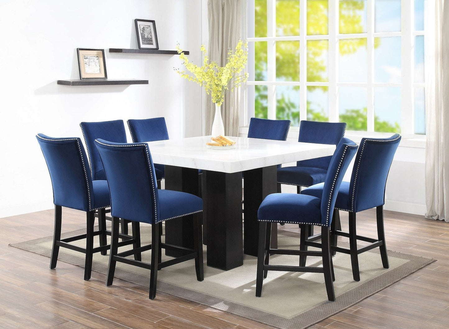 Camila Blue Velvet Counter Height Chairs (includes 2 chairs) by Steve Silver