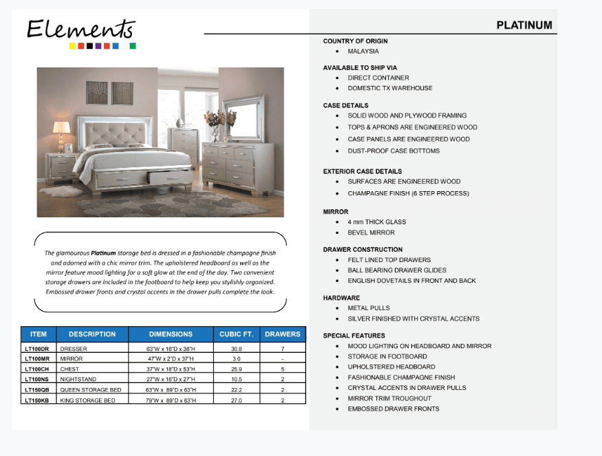 Platinum Nightstand by Elements