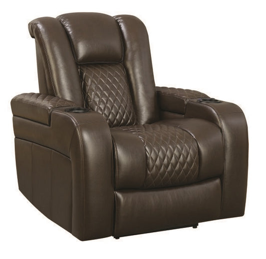 DeLangelo Brown Powered Recliner by Coaster