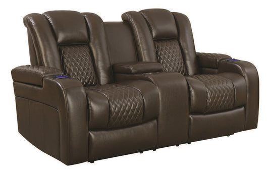 DeLangelo Brown Powered Reclining Love Seat by Coaster