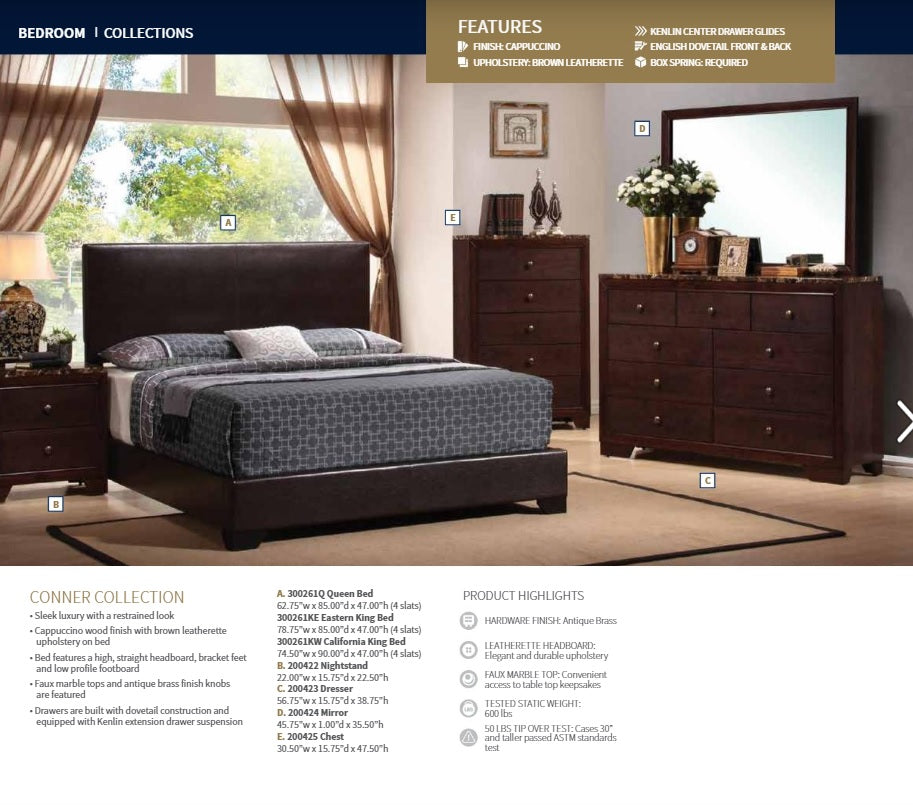 Queen Conner Dark Brown Bed Frame by Coaster