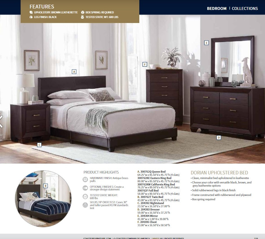 Queen Dorian Brown Bed Frame by Coaster
