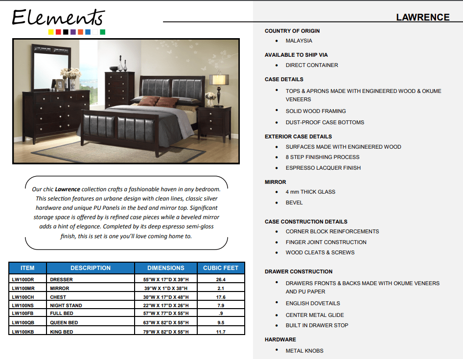 Queen Lawrence Bed Frame by Elements
