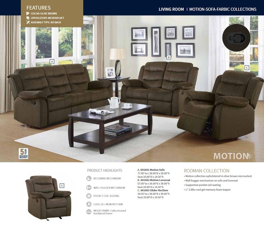 Rodman Reclining Sofa, Love Seat, & Chair by Coaster