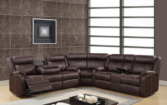 Rummy Brown Reclining Sectional by Global