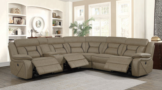 Higgins Tan Powered Reclining Sectional by Coaster