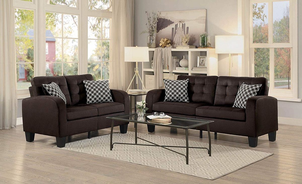 Sinclair Chocolate Sofa and Love Seat by Home Elegance
