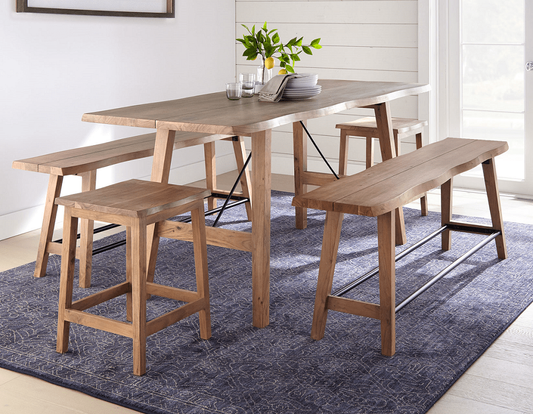 Tahoe Counter Height Set (table, 2 benches and 2 chairs) by Steve Silver