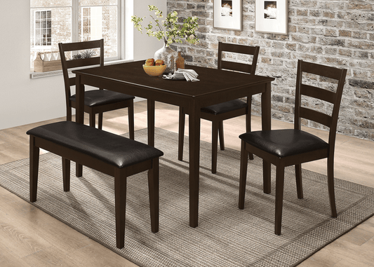 Guillen Dining Set (table, 3 chairs and 1 bench) by Coaster