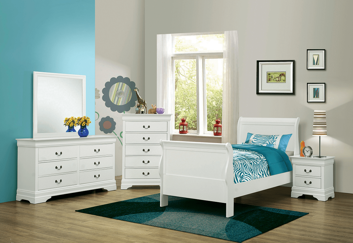 Twin Louis Philippe White Bed Frame by Coaster